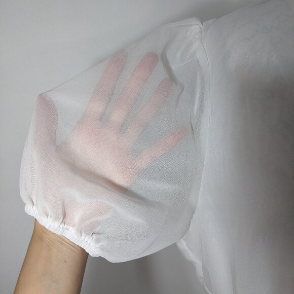 NEW CUPSHE Royalty Bubble Sleeve Lace Trims Mini Dress Short White XL - Picture 4 of 12